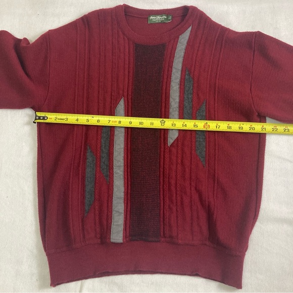 Vtg Norm Thompson Sweater Knit Grandpa Mens L Maroon Red Wool Blend  Y2K Retro - Picture 9 of 16